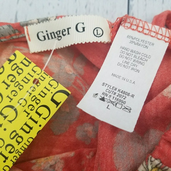 NWT Ginger G orange floral cold shoulder tee - Picture 4 of 5